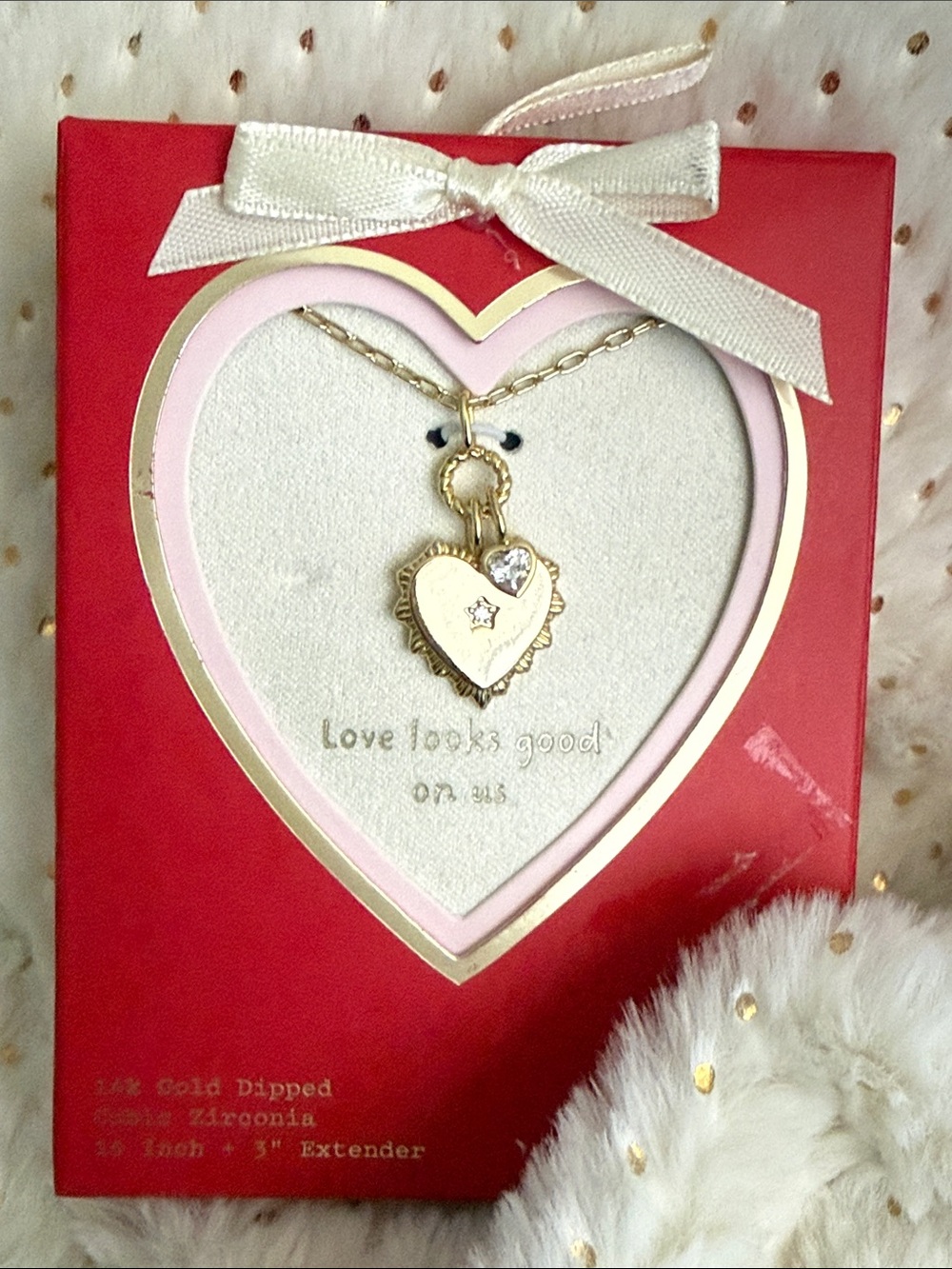 Gold Heart Locket Necklace with Cubic Zirconia - Love Looks Good